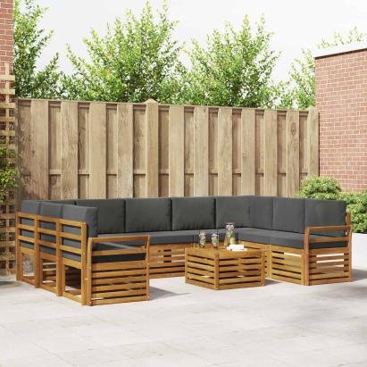 Seturi de canapele cu pernă 10 pcs Natural și Antracit GartenMobel Dekor