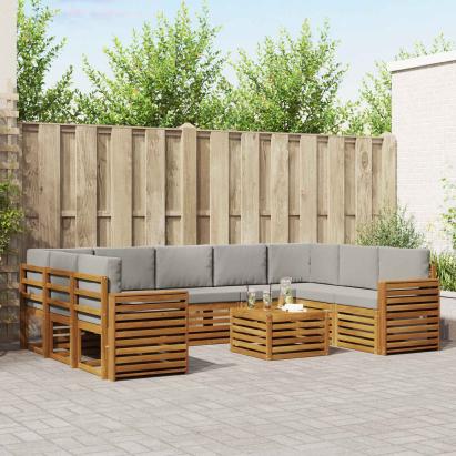 Seturi de canapele cu pernă 10 pcs Gri natural și deschis GartenMobel Dekor