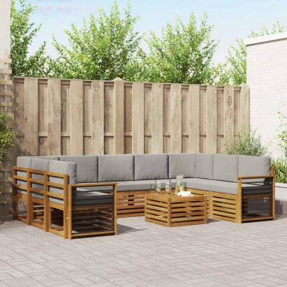 Seturi de canapele cu pernă 10 pcs Gri natural și deschis GartenMobel Dekor
