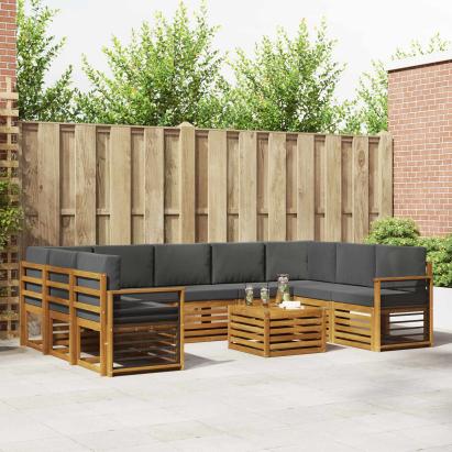 Seturi de canapele cu pernă 10 pcs Natural și Antracit GartenMobel Dekor