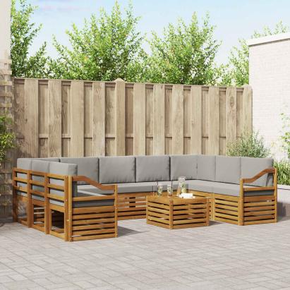 Seturi de canapele cu pernă 10 pcs Gri natural și deschis GartenMobel Dekor