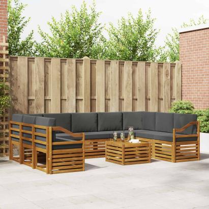 Seturi de canapele cu pernă 10 pcs Natural și Antracit GartenMobel Dekor