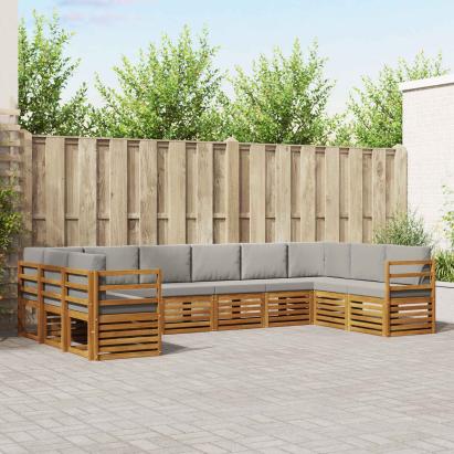 Seturi de canapele cu pernă 10 pcs Gri natural și deschis GartenMobel Dekor