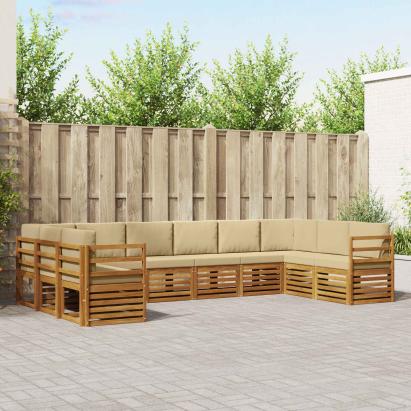 Seturi de canapele 10 pcs Natural și Bej Lemn Solid de Acacia GartenMobel Dekor