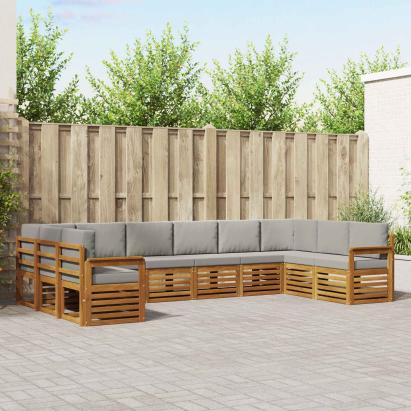 Seturi de canapele cu pernă 10 pcs Gri natural și deschis GartenMobel Dekor