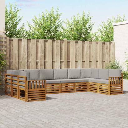 Seturi de canapele cu pernă 10 pcs Gri natural și deschis GartenMobel Dekor