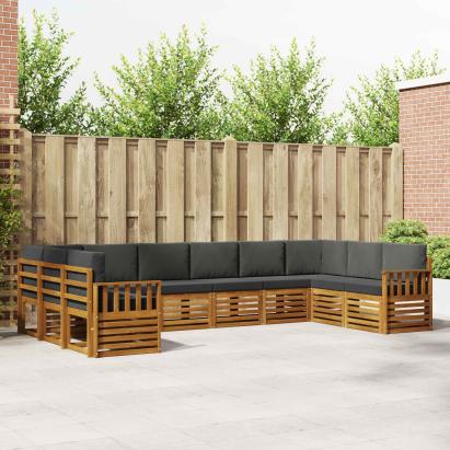 Seturi de canapele cu pernă 10 pcs Natural și Antracit GartenMobel Dekor