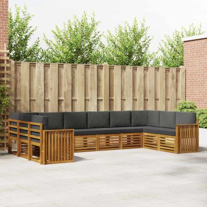 Seturi de canapele cu pernă 10 pcs Natural și Antracit GartenMobel Dekor