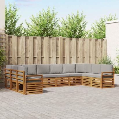 Seturi de canapele cu pernă 10 pcs Gri natural și deschis GartenMobel Dekor