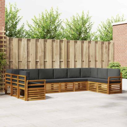 Seturi de canapele cu pernă 10 pcs Natural și Antracit GartenMobel Dekor