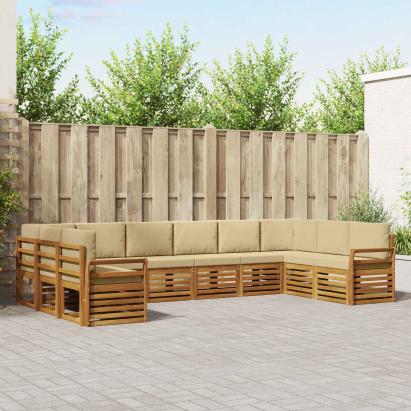 Seturi de canapele 10 pcs Natural și Bej Lemn Solid de Acacia GartenMobel Dekor
