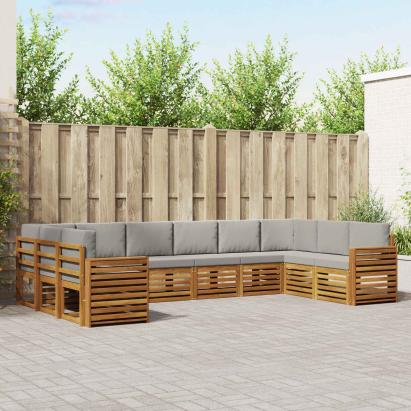 Seturi de canapele cu pernă 10 pcs Gri natural și deschis GartenMobel Dekor