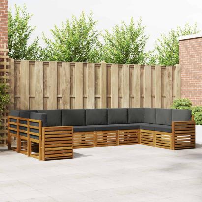 Seturi de canapele cu pernă 10 pcs Natural și Antracit GartenMobel Dekor