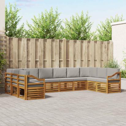 Seturi de canapele cu pernă 10 pcs Gri natural și deschis GartenMobel Dekor