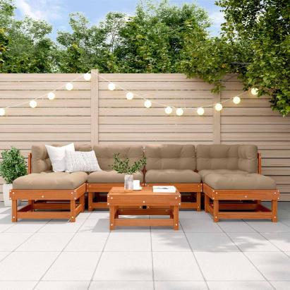 Set de lounge pentru grădină 7 pcs Maro Ceară Lemn masiv de pin GartenMobel Dekor