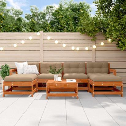 Set de lounge pentru grădină 7 pcs Maro Ceară Lemn masiv de pin GartenMobel Dekor