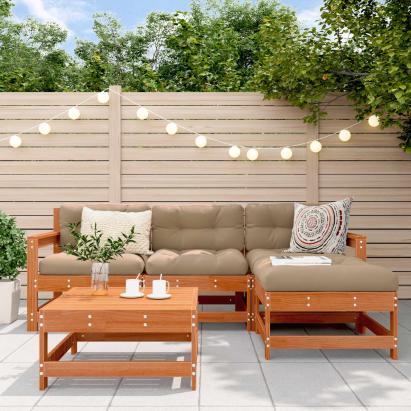Set de lounge pentru grădină 5 pcs Maro Ceară Lemn masiv de pin GartenMobel Dekor