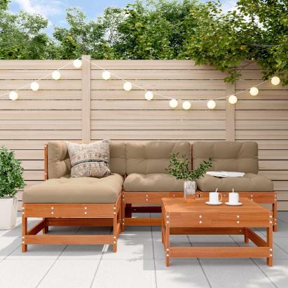 Set de lounge pentru grădină 5 pcs Maro Ceară Lemn masiv de pin GartenMobel Dekor