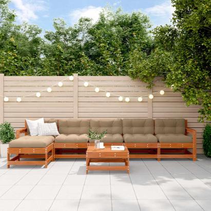 Set de lounge pentru grădină 7 pcs Maro Ceară Lemn masiv de pin GartenMobel Dekor
