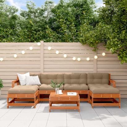 Set de lounge pentru grădină 7 pcs Maro Ceară Lemn masiv de pin GartenMobel Dekor