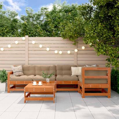Set de lounge pentru grădină 6 pcs Maro Ceară Lemn masiv de pin GartenMobel Dekor