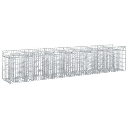 Pat ridicat din gabion 2 pcs Argintiu 300 x 50 x 60 cm GartenMobel Dekor