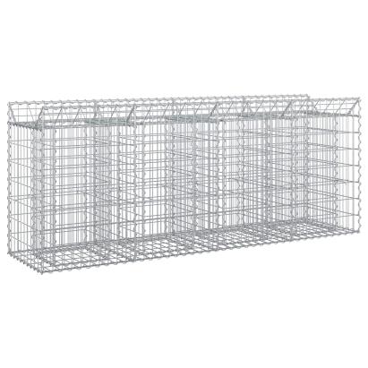 Pat ridicat din gabion 2 pcs Argintiu 200 x 50 x 80 cm GartenMobel Dekor