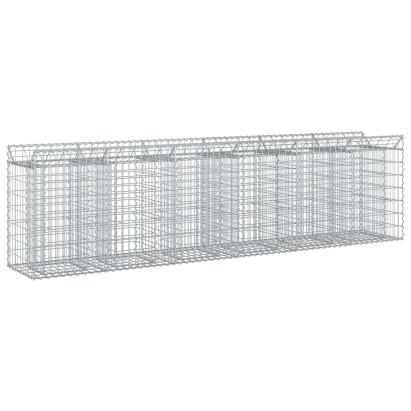 Pat ridicat din gabion 2 pcs Argintiu 300 x 50 x 80 cm GartenMobel Dekor