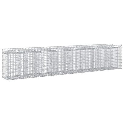 Pat ridicat din gabion 3 pcs Argintiu 400 x 50 x 80 cm GartenMobel Dekor