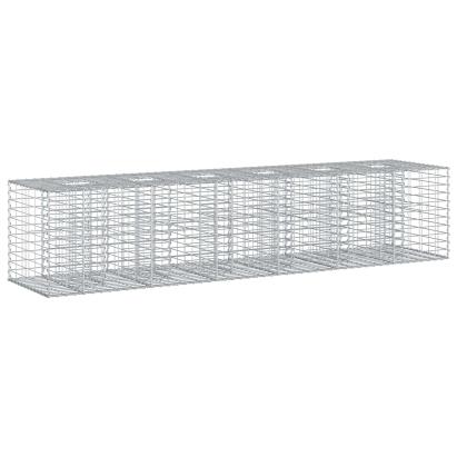 Pat ridicat din gabion 2 pcs Argintiu 260 x 60 x 55 cm GartenMobel Dekor