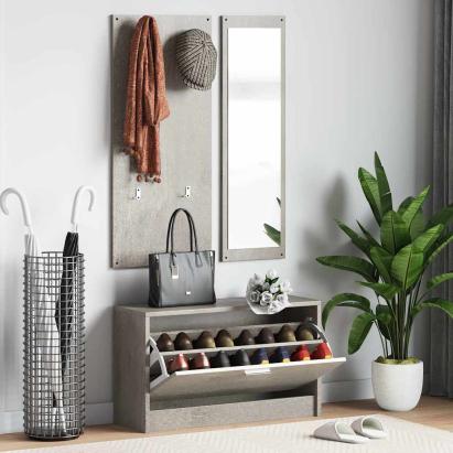 Set pantofare 3 în 1, gri beton, lemn prelucrat GartenMobel Dekor