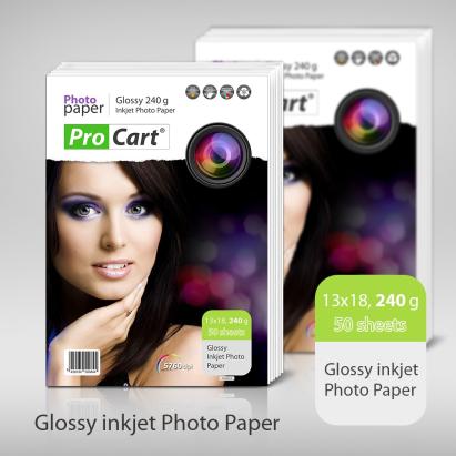 Hârtie foto glossy Procart 13x18 cm, 240 g/mp, 50 coli pentru imprimante inkjet