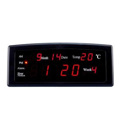 Ceas digital cu afisaj LED rosu, alarma, data si temperatura, negru Caixing
