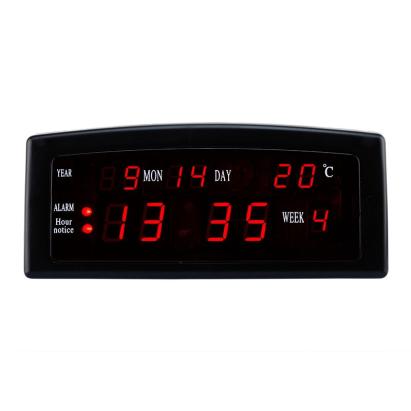 Ceas de birou digital Caixing cu LED roșu, calendar, temperatură și 8 alarme