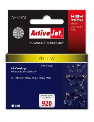 Cartus compatibil HP 920 (AH-920YC) galben 5 ml ActiveJet, garantie 5 ani