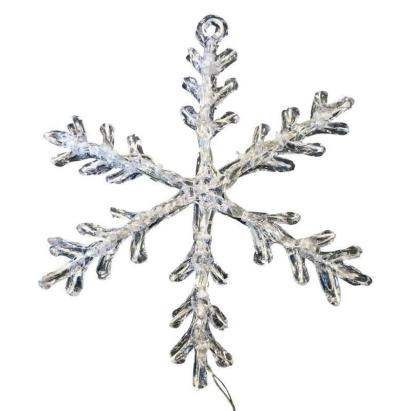 Decor fereastră LED tip fulg de zăpadă 30 cm, lumină alb rece, pentru interior