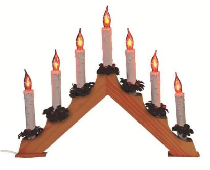 Piramidă luminoasă cu 7 lumânări tip flacără roșie, pentru decor de Crăciun