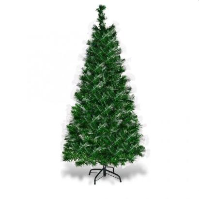 Brad artificial de Crăciun 180 cm cu fibră optică multicoloră și suport metalic