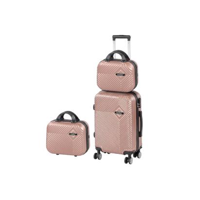 Set valize Leziter TraveLux Pro XII din ABS, 3 piese, aur roz modern