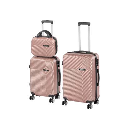 Set valize ABS Leziter TraveLux Pro XV, 3 piese, aur roz (cabina + medie + geanta)