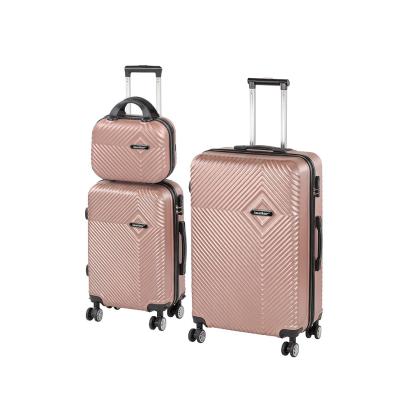 Set valize Leziter TraveLux Pro XVI, 3 piese ABS, auriu roz, roți 360°