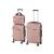 Set valize troller 3 piese Leziter TraveLux Pro XVIII, ABS, aur roz