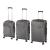 Set 3 valize troler Leziter TraveLux Pro XXI din ABS, gri modern