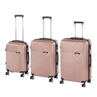 Set 3 valize troller Leziter TraveLux Pro XXI, ABS, aur roz (cabina+medie+mare)
