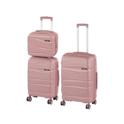 Set 3 valize Leziter TraveLux Voyager VIII, ABS, TSA, aur roz