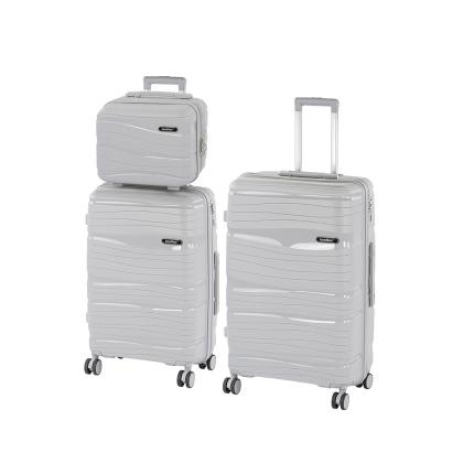 Set 3 valize rulante Leziter TraveLux Voyager X, ABS, gri, cu TSA