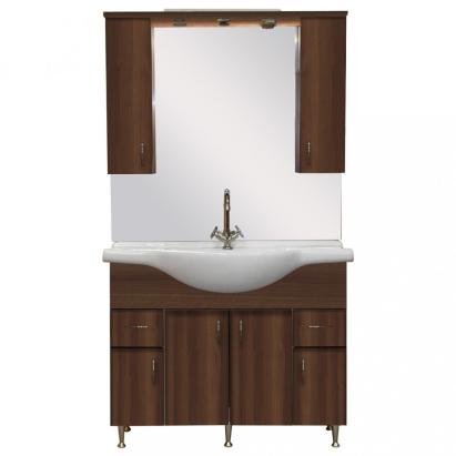 Set mobilier baie Leziter Bianca Plus 105 cu oglindă și lavoar, Aida nuc