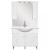 Set mobilier baie Leziter Bianca Plus 105 cm, alb lucios, cu lavoar si oglinda