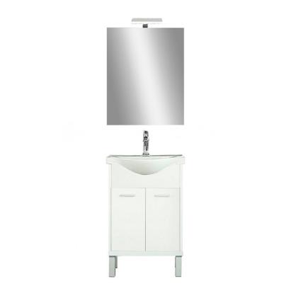 Set mobilier baie Leziter Nerva Prime 55 alb, cu lavoar si oglinda