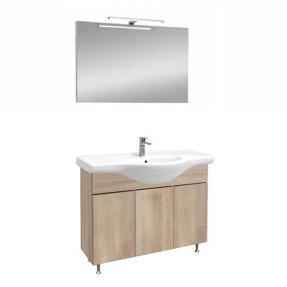 Set mobilier baie Leziter Ruben Prime 105 cu lavoar si oglinda, Sonoma Oak